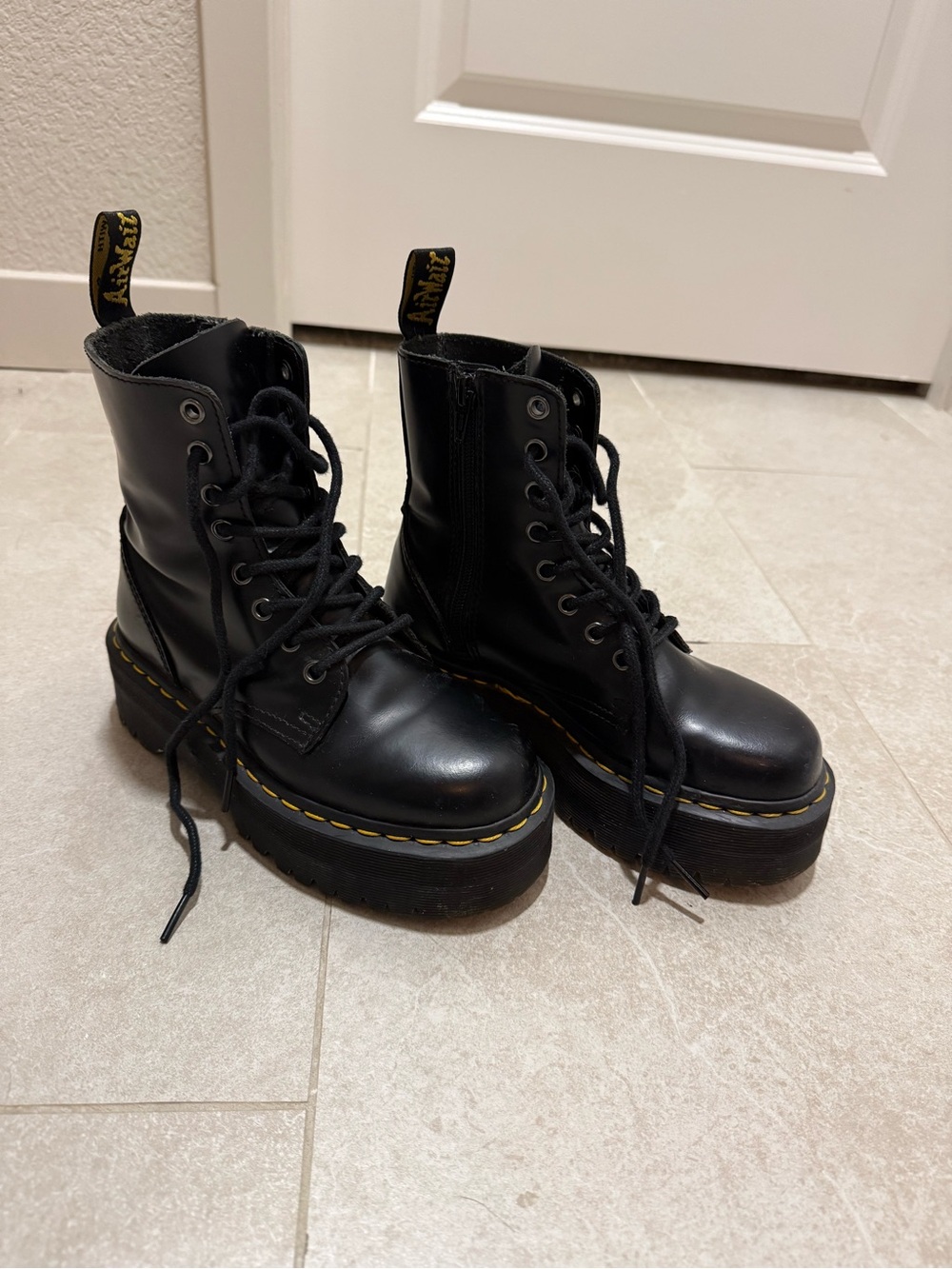 Dr. Martens Black Platform Lace-Up Combat Boots